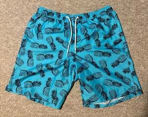 Joe Fresh Aqua Blue Pineapple Print Swim Trunks